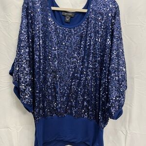 Karen Kane Sparkling Blue Sequin Blouse